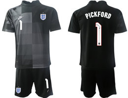England #1 PICKFORD Black 2022 World Cup National Soccer Jersey