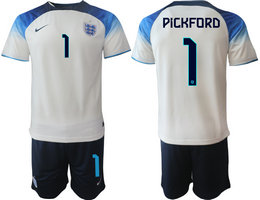 England #1 PICKFORD Home 2022 World Cup National Soccer Jerseys