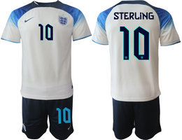 England #10 STERLING Home 2022 World Cup National Soccer Jerseys