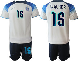 England #15 Walker Home 2022 World Cup National Soccer JerseyS