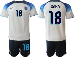 England #18 SAKA Home 2022 World Cup National Soccer JerseyS