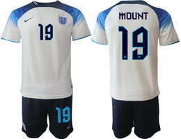 England #19 MOUNT Home 2022 World Cup National Soccer Jerseys