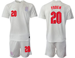 England #20 FODEN Home 2022 World Cup National Soccer Jersey