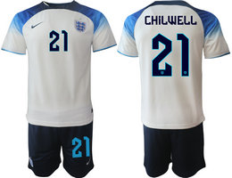 England #21 CHILWELL Home 2022 World Cup National Soccer JerseyS