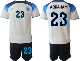 England #23 ABRAHAM Home 2022 World Cup National Soccer Jerseys