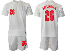 England #26 BELLINGHAM Home 2022 World Cup National Soccer Jersey