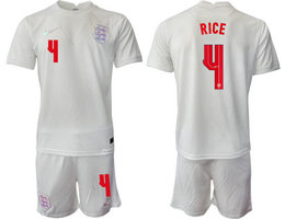 England #4 RICE Home 2022 World Cup National Soccer Jersey