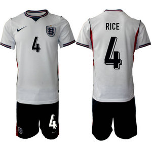 England #4 Rice White home 2026 World Cup Soccer jersey