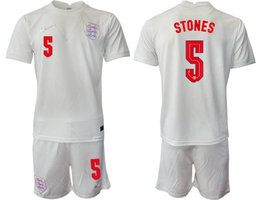 England #5 STONES Home 2022 World Cup National Soccer Jersey