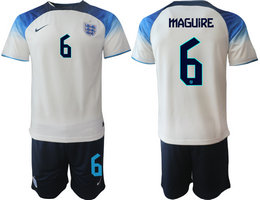 England #6 MAGUIRE Home 2022 World Cup National Soccer JerseyS