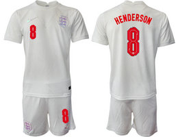 England #8 HENDERSON Home 2022 World Cup National Soccer Jersey