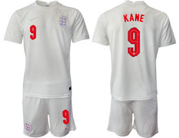England #9 KANE Home 2022 World Cup National Soccer Jersey