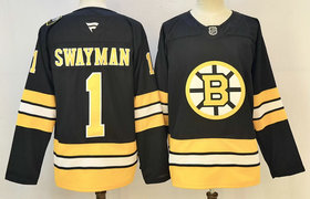 Fanatics Boston Bruins #1 Jeremy Swayman Black 2026 Authentic Stitched NHL Jersey