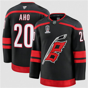 Fanatics Carolina Hurricanes #20 Sebastian Aho Black 2026 Stanley Cup Champions Stitched Hockey Jersey