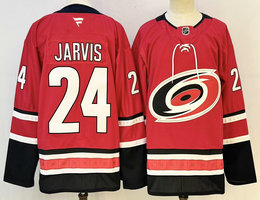 Fanatics Carolina Hurricanes #24 Seth Jarvis Red Authentic Stitched NHL Jersey