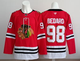 Fanatics Chicago Blackhawks #98 Connor Bedard Red 100th Authentic Stitched NHL Jersey