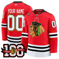 Fanatics Chicago Blackhawks Custom Red Chicago Blackhawks 100th Anniversary Authentic Stitched NHL Jersey