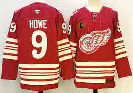 Fanatics Detroit Red Wings #9 Gordie Howe Red 2025 Authentic Stitched NHL Jersey