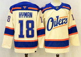 Fanatics Edmonton Oilers #18 Zach Hyman Light Beige 2025 Alternate Stitched Hockey Jersey