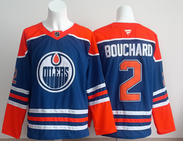 Fanatics Edmonton Oilers #2 Evan Bouchard Blue Authentic Stitched NHL jersey