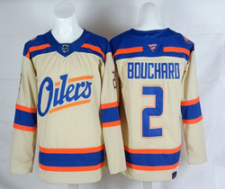 Fanatics Edmonton Oilers #2 Evan Bouchard Light Beige 2025 Alternate Stitched Hockey Jersey