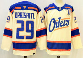 Fanatics Edmonton Oilers #29 Leon Draisaitl Light Beige Alternate With A Patch Stitched Hockey Jersey