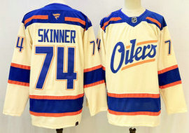 Fanatics Edmonton Oilers #74 Stuart Skinner Light Beige 2025 Alternate Stitched Hockey Jersey