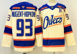 Fanatics Edmonton Oilers #93 Ryan Nugent-Hopkins Light Beige 2025 Alternate With A Patch Stitched Hockey Jersey