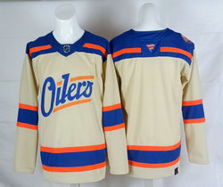 Fanatics Edmonton Oilers Blank Light Beige 2025 Alternate Stitched Hockey Jersey