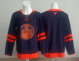 Fanatics Edmonton Oilers Blank Navy Stitched Hockey Jersey