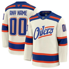 Fanatics Edmonton Oilers Custom White Light Beige Authentic Stitched NHL Jersey