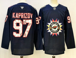 Fanatics Minnesota Wild #97 Kirill Kaprizov 2022 Navy Native American Heritage Day Stitched Jersey