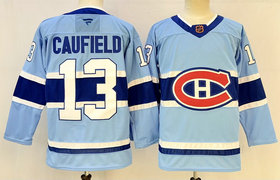 Fanatics Montreal Canadiens #13 Cole Caufield Light blue Reverse Retro Authentic Stitched NHL jersey