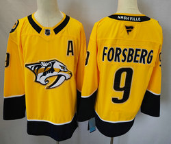 Fanatics Nashville Predators #9 Filip Forsberg Gold Authentic Stitched NHL Jersey