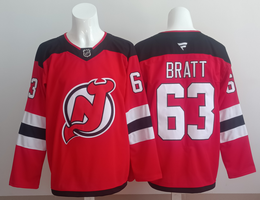 Fanatics New Jersey Devils #63 Jesper Bratt Red Authentic Stitched NHL jersey