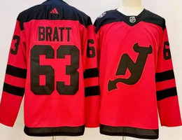 Fanatics New Jersey Devils #63 Jesper Bratt Red Stadium Series Authentic Stitched NHL jersey