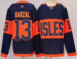 Fanatics New York Islanders #13 Mathew Barzal Navy 2024 With Stadium Series Patch NHL Jersey