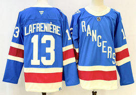 Fanatics New York Rangers #13 Alexis Lafreniere Blue 100th Rangers patch Jersey