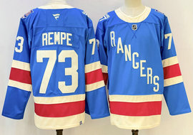 Fanatics New York Rangers #73 Matt Rempe Blue 100th Rangers patch Jersey