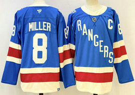 Fanatics New York Rangers #8 JT Miller Blue 100th Rangers patch Jersey