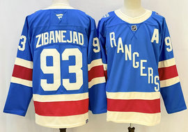 Fanatics New York Rangers #93 Mika Zibanejad Blue 100th Rangers patch Jersey