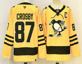 Fanatics Pittsburgh Penguins #87 Sidney Crosby Gold Authentic Stitched NHL Jersey