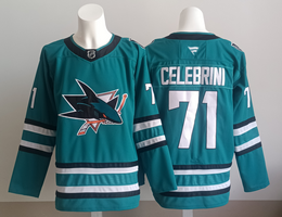 Fanatics San Jose Sharks #71 Fanatics Celebrini Green Authentic Stitched NHL jersey