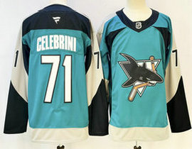 Fanatics San Jose Sharks #71 Macklin Celebrini Teal Authentic Stitched NHL Jersey
