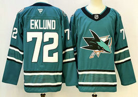 Fanatics San Jose Sharks #72 William Eklund Green Authentic Stitched NHL jersey