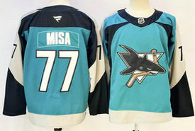 Fanatics San Jose Sharks #77 Michael Misa Teal Authentic Stitched NHL jersey