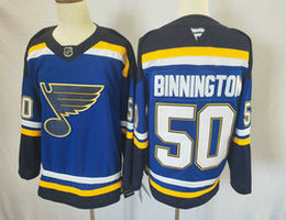 Fanatics St. Louis Blues #50 Jordan Binnington Blue Black Authentic Stitched NHL Jersey
