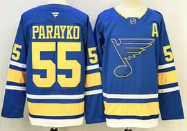 Fanatics St. Louis Blues #55 Colton Parayko Blue 2025 Authentic Stitched NHL Jersey