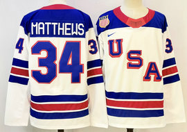 Nike USA #34 Auston Matthews White 2026 Stitched Jersey