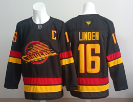 Fanatics Vancouver Canucks #16 Trevor Linden Black Authentic Stitched NHL jersey